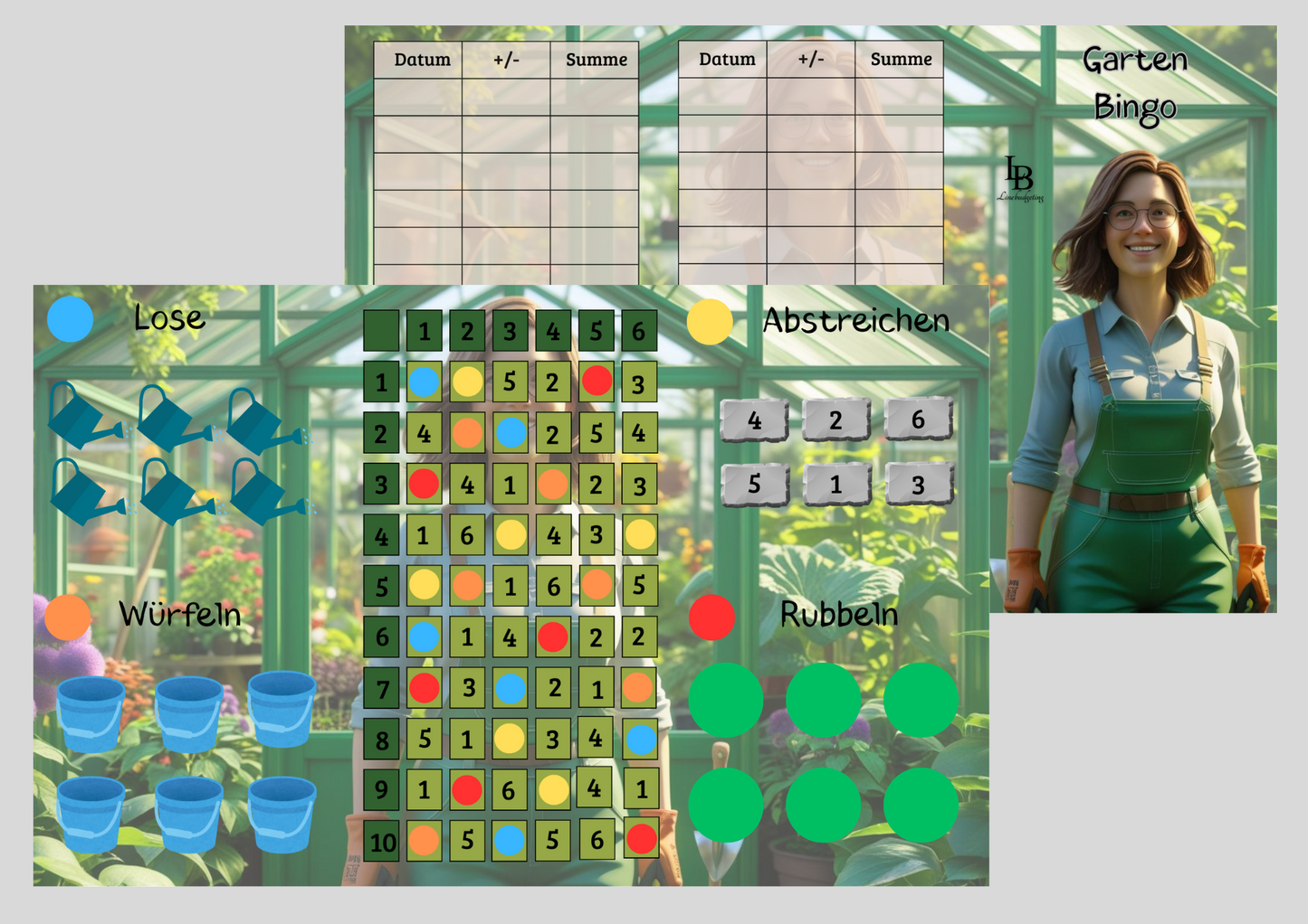 3er Klappkarte ,,Garten Bingo,,