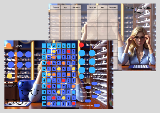 3er Klappkarte ,,Meine neue Brille Bingo,,