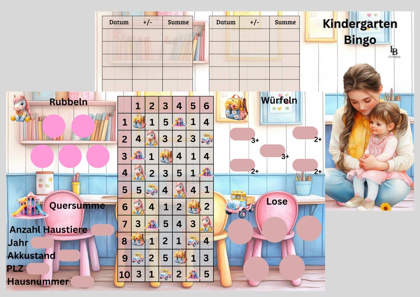 3er Klappkarte,, Kindergarten Bingo,,