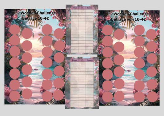 B-Ware Einezlchallenge zum Anheften ,, 52 Wochen Challege,,